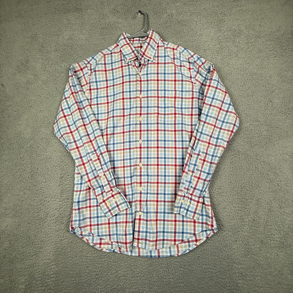 Peter Millar Mens Medium‎ Button Down Shirt Multi Plaid Long Sleeve